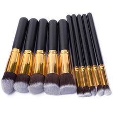 Load image into Gallery viewer, Makeup Brushes Set 10 Pcs Silver/Golden